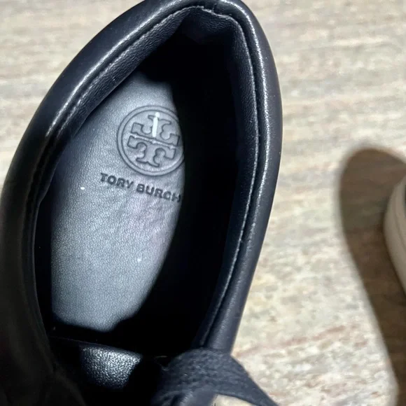 Tory Burch black leather sneakers